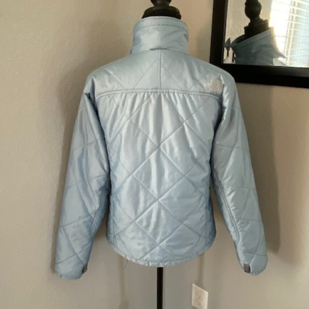 NORTH FACE Quilted Puffer Jacket Coat Light Blue Small - Picture 7 of 16
